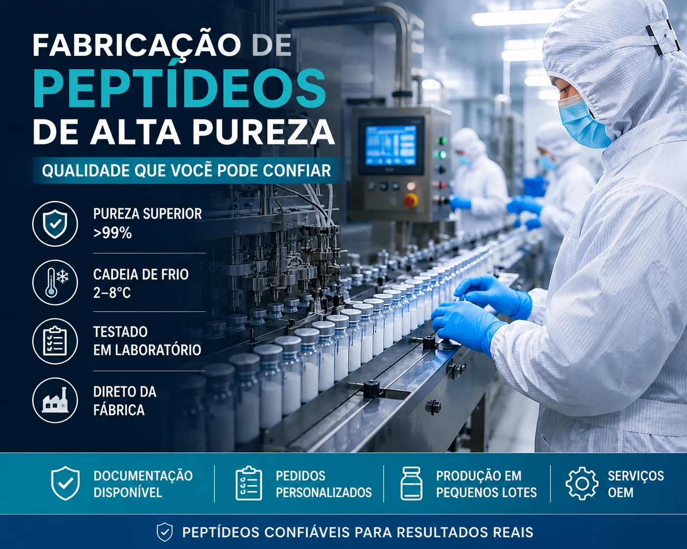 Linha de produção em ambiente controlado